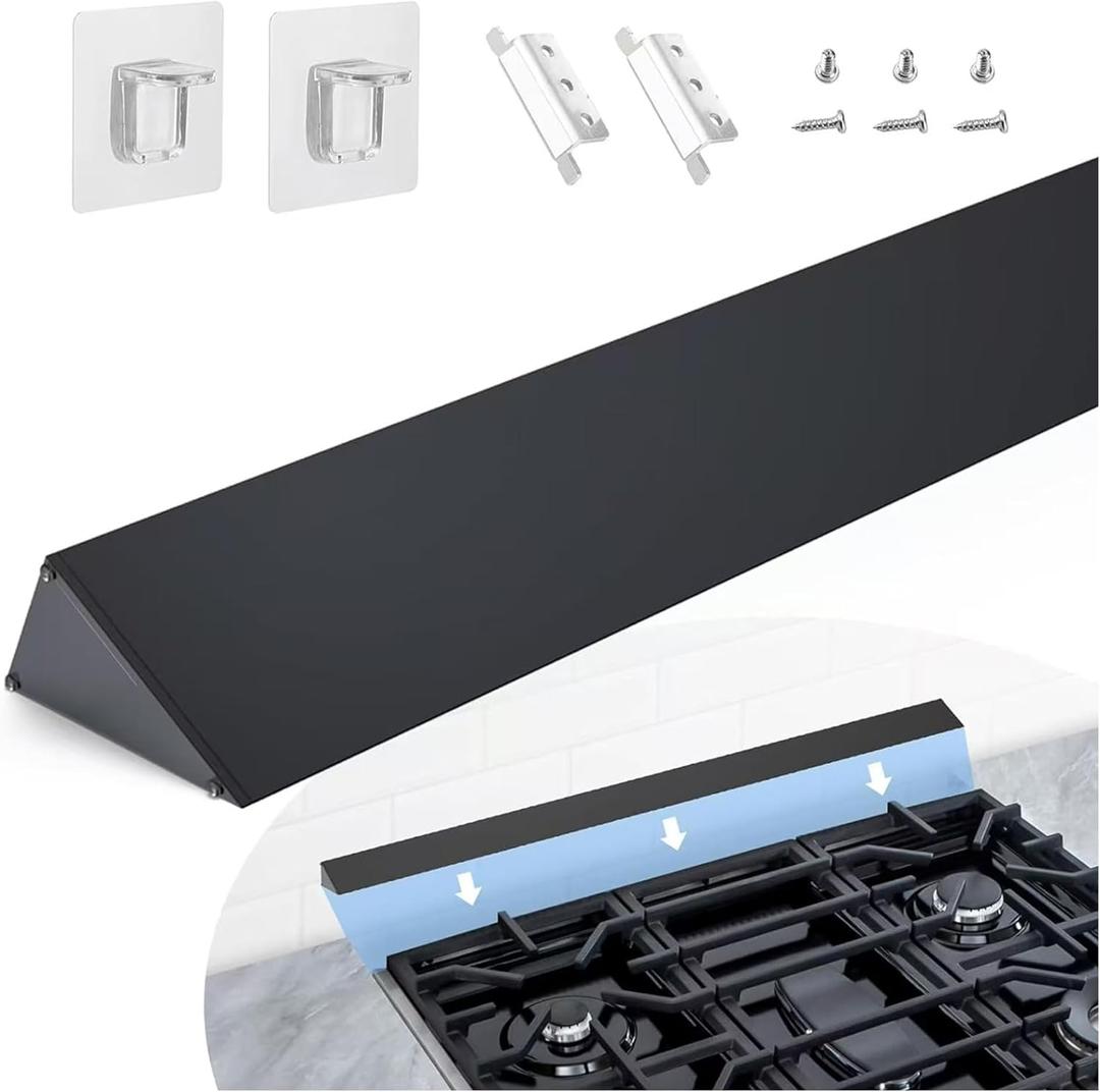 30" Slide-in Range Rear Filler Kit W10113901A, Stove Gap Universal Triangular Filler Strip, Cooktop Trim Kit Between Stove and Backsplash for Whirlpool & Most Brand, Durable Aluminum, Black