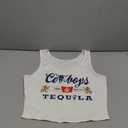 Western Cowgirl Tank Tops Women Country Music Crop Top Sleeveless Cowboy Graphic Cami Shirt, Size Medium