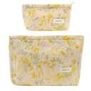 getgto 2 Pcs Makeup Bags, Large Cosmetic Bag Travel Toiletry Bag Organizer for Women, Embroidery Craft, Floral Makeup Bag Small Cosmetic Pouch Purse with Zipper Gifts for Girls Teen