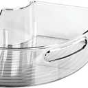 mDesign Plastic Lazy Susan Cabinet Storage Bin with Front Handle for Kitchen Countertop, Pantry, Shelf, Fridge Organization - Hold Food, Drinks, Snacks - Ligne Collection - Smoke Gray Tint ((Pack of 1))