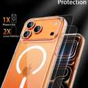 for iPhone 17 pro Case,Compatible with MagSafe,Clear with Anti-Yellowing,with 2 Pieces Tempered Glass,Military Grade Shockproof Protective Cover,Slim Rugged Design, 6.3 Inch