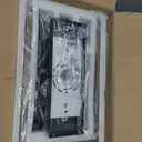 WUZUPS 5-Light Metal Chandelier Imitation Wood Grain Linear Pendant Ceiling Lighting Rustic Farmhouse Fixture Kitchen Island Dining Room, H 8.5" L 31.5" W10, E26 Base, Black & Retro Wood