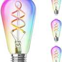 Feit Electric Smart ST21 Light Bulb, 60W Eq, Dimmable, Spiral Filament Edison Style. WiFi Enabled, Works with Alexa/Google Home, Millions of Colors, 15,000-Hr. Lifetime, ST2160RGBWFILAG/RP/3, 3 Pack