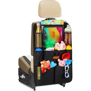 SURDOCA Upgraded Car Organizer with 11-inch Tablet Holder, 8 Pockets, Car Seat Protector for Road Trips - Car Storage and Organizers for Kids