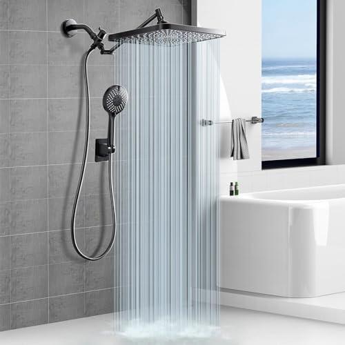 Jafeton Premium 12.2" Rain Shower Head with Handheld Spray, Updated High Pressure Rainfall Shower Head with Handheld Combo, Large Rain Overhead Waterfall Showerheads | Anti-Clog Nozzles | Air-in Tech