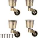 dophee 4Pcs Vintage Bronze Swivel Round Cup Caster, Universal Metal Pulley Wheel Swivel Wheel Caster for Chair Table Sofa Cabinet Furniture Hardware