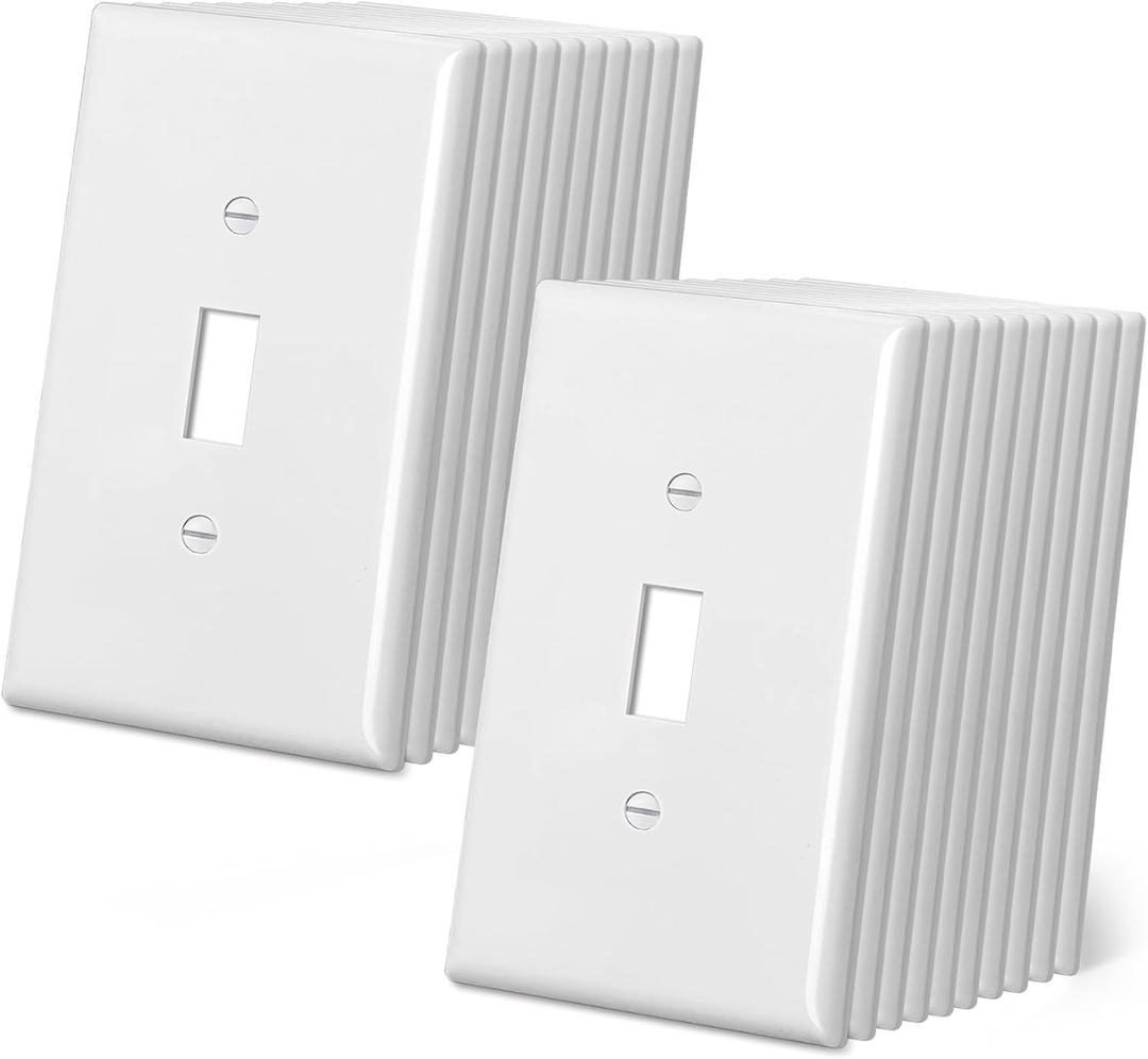 CML Jumbo Toggle Light Switch Wall Plate, 20 Pack Oversized Light Switch Covers, 1-Gang Large Switch Plate Cover, Over-Size 5.5" x 3.5", Unbreakable Polycarbonate, Gloss White, ETL Listed