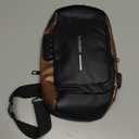 Fashion USB Crossbody Sling Bag, Black and Black and bronze, Waterproof, Multiple Compartments, Anti-Theft Lock Design