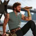 Cotton Mens Renaissance Shirt Pirate Medieval,Sleeveless Halloween Costume Steampunk Viking Lace-up Stand Collar Shirts