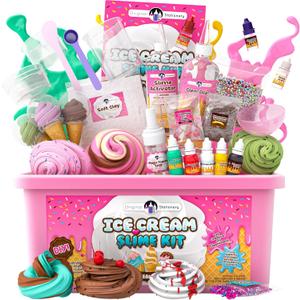 Original Stationery Ice Cream Slime Kit for Girls, DIY Cherry-Scented Slime Making Set with 31 Pieces, Fun Arts and Crafts for Kids Ages 812, Easter and Birthday Gift