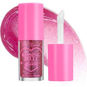 Too Faced Kissing Jelly Lip Oil + Gloss | Hydrating Lip Serum Treatment with Jojoba Oil for Instant Moisture and Glossy Shine, 0.15 Fl Oz, Grape Soda
