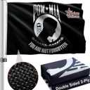 Pow Mia Flag 3x5 Ft Double Sided 3Ply Heavy Duty Nylon Canvas With Brass Grommets You Not Forgotten Military Banner Vivid Color UV protection Fade Resistant for Indoor Outdoor