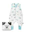 BubblePanda Rayon Made from Bamboo Toddler Sleep Sack with Feet 6-12 Months 1.0 Tog Ultra Soft Toddler Sleeping Sack Baby Sleep Bag Walker Quilted Wearable Blanket with Legs 2-Way Zipper Lightweight (Small, 6-12M), Dinosaur)