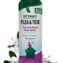 Vet's Best Natural Flea & Tick Easy Spray for Cats Natural Flea & Tick Prevention with Cotton Spice Scent Plant-Based Cat Spray with Essential Oils Gentle Pest Control Formula 14 oz Bottle