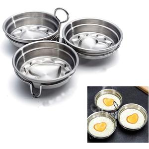 Stainless Steel Egg Poacher, 3-Cup Poached Egg Maker Cups, Nonstick Egg Steamer with Rack for Microwave Oven Stovetop Steamer
