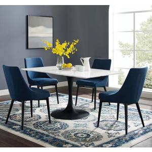 Modway Lippa 60" Rectangle Wood Dining Table, Black Base, White Top