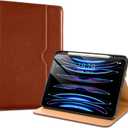 VIKESI Case for iPad Air 13 inch (M3) 2025 / (M2) 2024,Premium Leather Folio,Apple Pencil Holder,Auto Sleep/Wake,Stand Cover - Brown