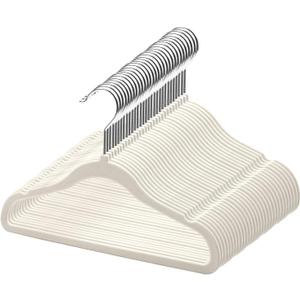 GoodtoU Kids Velvet Hangers, 30 Pack Baby Hangers for Closet Non Slip Velvet Clothes Hanger Coat Hangers for Toddler Children Infant Hanger (Ivory 30Pack)