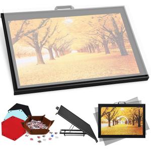 1500 Piece Metal Puzzle Board, Rotates While Tilted, 4 Snap-Fold Felt Trays, Controlled Spin, Shared Sorting, Puzzle Easel with Cover, 35” X 25” Portable Table for Adults with Non-Slip Surface