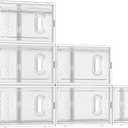 BALEINE 6 Pack Stackable Shoe Storage Boxes Fit Size 9, Thickened Clear Shoe Box Bins with Lids, Plastic Foldable Shoe Rack Organizer Sneaker Storage Containers (Large, White)