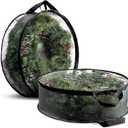 ZOBER 2 Pack Christmas Wreath Storage Container 36 Inch - Wreath Bag for Artificial Wreaths Box - Dual Zippered Wreaths Storage Bag with Durable Stitch Reinforced Handles - Black