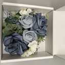 Serwalin 2 Pcs Wrist Corsage and Boutonniere Set, 6-7 Inch Dusty Blue Corsage for Wedding, Boutonniere for Men Corsage Wristlet Prom Ceremony Anniversary Accessories Suit