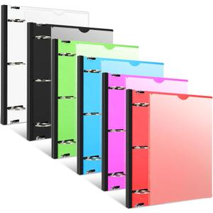 INFUN 1.5 Inch Telescoping 3 Ring Binder - 6PCS, Flexible Round Binder with Customizable Front Cover and Clear Catalog Pocket, 1.5Inch Rings, 370 Sheet Capacity