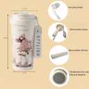 Ceramic Coffee Travel Mug with Lid and Straw, Pure Ceramic Liner not Coated, Insulated Coffee Mug, Leak Proof Tumbler, Cute Coffee Cup for Office Camping-19oz (Girl skater)