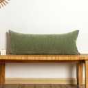 Chenille Lumbar Pillow Covers 14x36 inch, Olive Sage Green Decorative Pillow Covers, Farmhouse Solid Dyed Soft Chenille Cushion Case for Couch Sofa Bed Living Room, 1 Cover ONLY