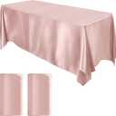 MCEAST 2 Packs Satin Tablecloth 102 x 58 Inches Rectangular Table Overlay Cover Bright Silk Tablecloth Smooth Fabric Table Decor for Wedding Banquet Decoration (Rose Gold)