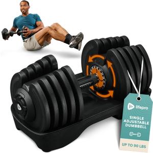 Lifepro Adjustable Dumbbells – 25lb Pair or 90lb Single, Quick-Select Hand Weights for Men/ Women – Space Saving Exercise Fitness Dumbbells for Home Gym Strength & Weight Training
