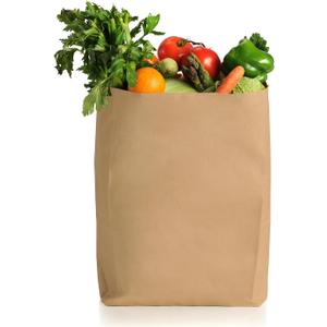 BagDream 52Lb 10x6x14 Kraft Brown Paper Grocery Bags 100Pcs Bulk - Heavy Duty Paper Barrel Sack Bags for Grocery Shopping - Durable Recyclable Sturdy Gift Bags