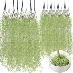 Cindeer 24 Pack Fake Spanish Moss Artificial Hanging Decoration Bulk Faux Greenery Moss Garland for Potted Wall Living Room Indoor Outdoor Decor(43 Inch, 33 Inch,Green)