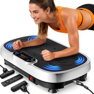 Vibration Plate Exercise Machine for Weight Loss and Lymphatic Drainage - 330lbs Capacity Vibrating Platform for Home Gym Workout, Full Body Shaker Pilates Equipment with Loop Bands for Women and Men