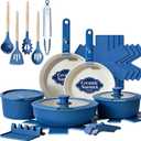 Umite Chef Pots and Pans Set Non Stick, 21 pcs Ceramic Cookware Set with Detachable Handles, Healthy Induction Cookware Oven Safe RV Kitchen Cooking Set with Utensils, PFAS PFOA & PTFE Free, Navy
