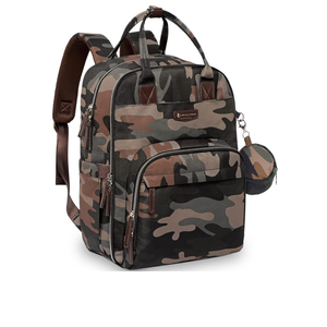 RUVALINO Diaper Bag Backpack, Multifunction Travel Pack Maternity Baby Changing Bags, Large Capacity, Waterproof, Green Camo