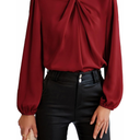 GRACE KARIN Women's Long Sleeve Shirts Mock Neck Casual Satin Blouse Tops for Business Office Work S