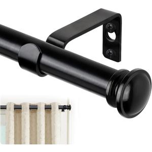 TONIAL Curtain Rod 32 to 58 Inch(2.6-4.8ft), Telescoping Splicing 3/4 Drapery Rods for Windows 20 to 53 Inch(1.7-4.4ft), Decorative Single Rod with Small Cap Finial, Black