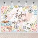 Mocsicka Miss to Mrs Backdrop 7x5ft Traveling from Miss to Mrs Bridal Shower Adventure Begins Pink Flowers World Map Photography Background Engagement Wedding Bridal Shower Party Banner