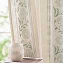 jinchan Linen Curtains for Bedroom 84 Inches Length Linen Blended Embroidered Floral Curtains for Living Room Farmhouse Decor Light Filtering Window Treatments Sage on Beige Drapes 2 Panels