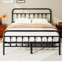 Queen Size Metal Platform Bed Frame/Victorian Style Headboard and Footboard/Steel Slat Support/Easy Assembly/No Box Spring Needed/Underbed Storage/Noise Free/Black
