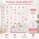 2 x 6 PCS Artificial Flower Garlands Hanging Decorations, Floral Hanging Backdrop Wildflower Banner with Hooks Spring Party Decorations for Wedding Party Birthday Anniversary Arch Decor (White), 1.6 Meters