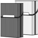 roygra Cigarette Case (2 Pack), Magnetic Switch 20pcs Cigarette Holder Case for Men Women, Cigarettes Smoking Accessories, Metal and Plastic Box for Smoke (Gray + Silver, 85mm King Size)