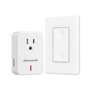 DEWENWILS Remote Control Outlet Wireless Wall Mounted Light Switch, Electrical Plug in On Off Power Switch for Lamp, Fan, Household Appliance, No Wiring, 100 Feet RF Range, ETL Listed, Programmable