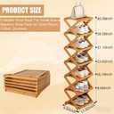 Simcat Bamboo Folding Shoe Rack for Entryway, Narrow Installation Free Dorm Closet Shoe Racks, Vertical Front Door Entrance Shoe Racks
