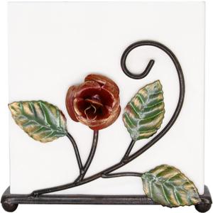 OwlGift Multicolor Napkin Holder  Rose Design Metal Napkin Storage for Tables Modern Serviette Organizer  Tissue Dispenser Perfect for Outdoor Events  Decorative Clear Cocktail Napkin Kitchen Dcor