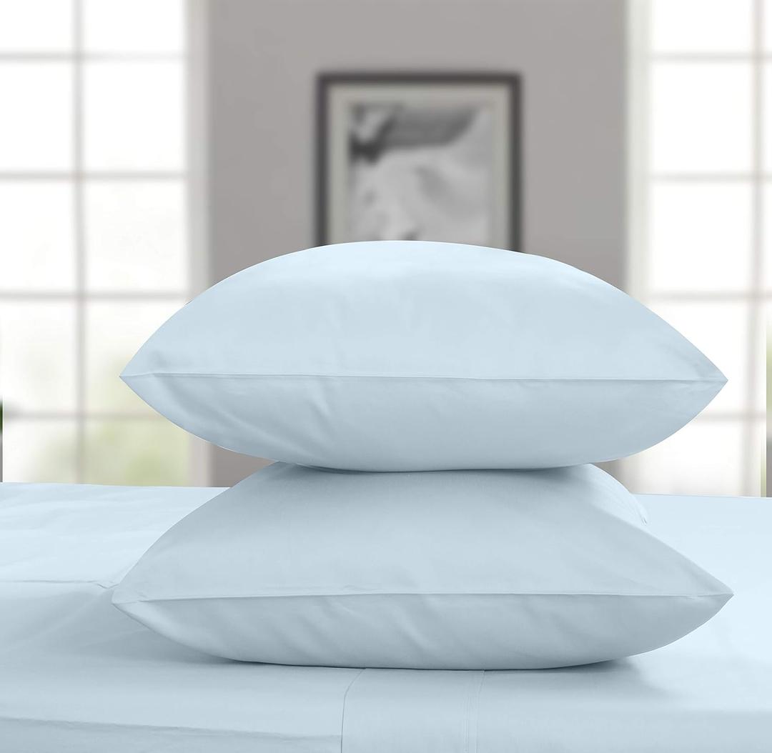 Threadmill King Size Pillow Cases 2 Piece Set | 1000 Thread Count 100% Supima Cotton Pillow Covers | Luxury Smooth Solid Sateen | Light Blue