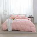 SheRest Pink Duvet Cover Full Size - Soft Brushed Microfiber, 3 Pieces, 1 Duvet Cover 80x90 Inches with Zipper Closure 8 Ties & 2 Pillow Shams, Breathable Bedding Set for All Season (No Comforter)