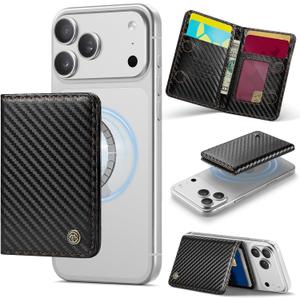 Defencase for Magsafe Wallet Magnetic Card Holder RFID Blocking, Minimalist Phone Wallet for MagSafe Phones and Cases for iPhone 17/16/ 15/14/ 13/12/ Pro/Max/Plus/Air, Carbon Fiber Black