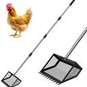 Chicken Poop Scooper, 10" Large Chicken Poop Scooper Head for Sand, 62-inch Long Handle Chicken Droppings Scoop Rake for Chicken Coop, Chicken Coop Accessories Tool for Clean